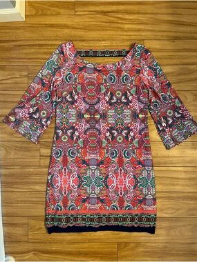 Laundry By Shelli Segal Multicolor Red Green Printed Mini Dress